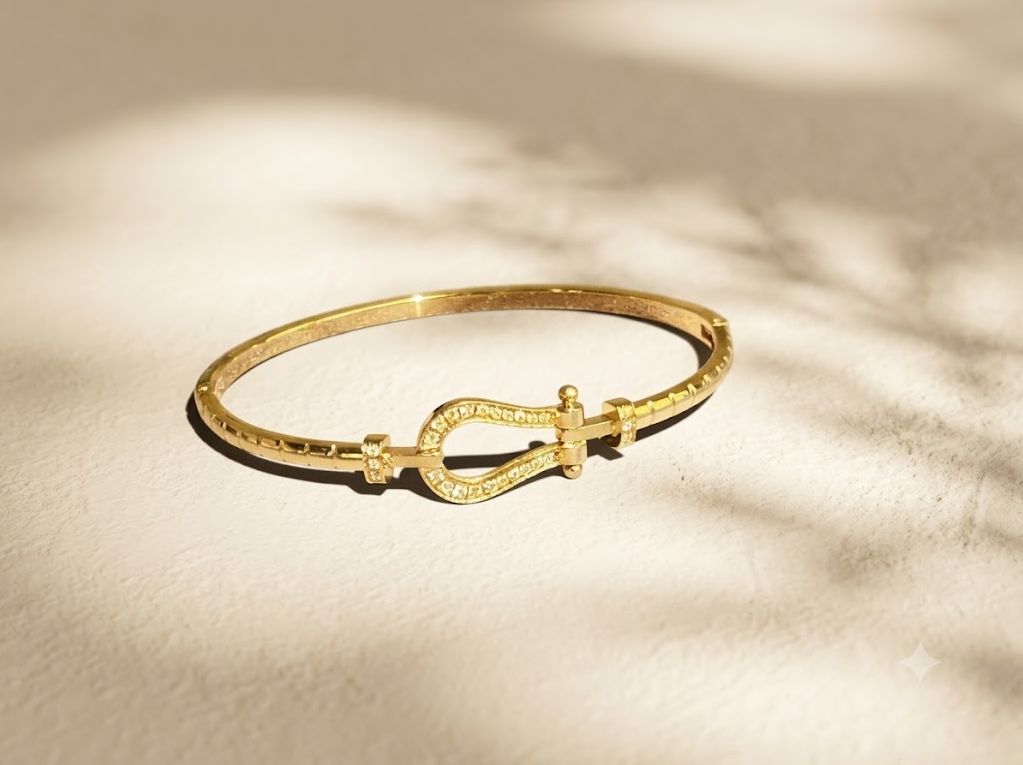 Bracelet Boucle de Ceinture Doré Cristal